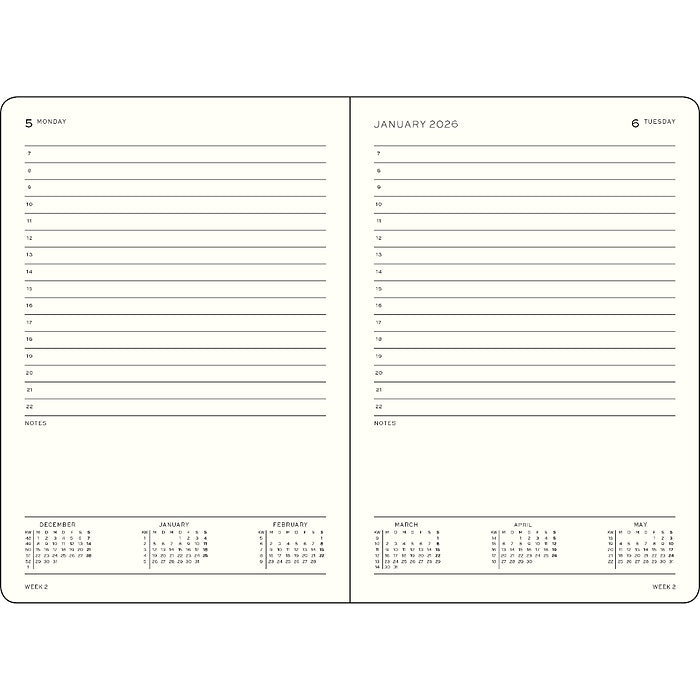 2026 Daily Planner Hardcover A5 Medium & A6 Pocket Hardcover