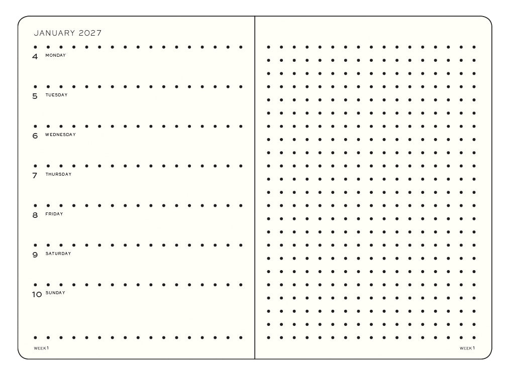 2027 Weekly Planner & Notebook DOTTED - A5 Medium & Wallet Size (B6+xA6) - Hardcover