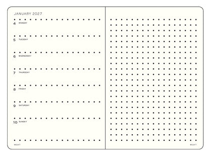 2027 Weekly Planner & Notebook DOTTED - A5 Medium & Wallet Size (B6+xA6) - Hardcover