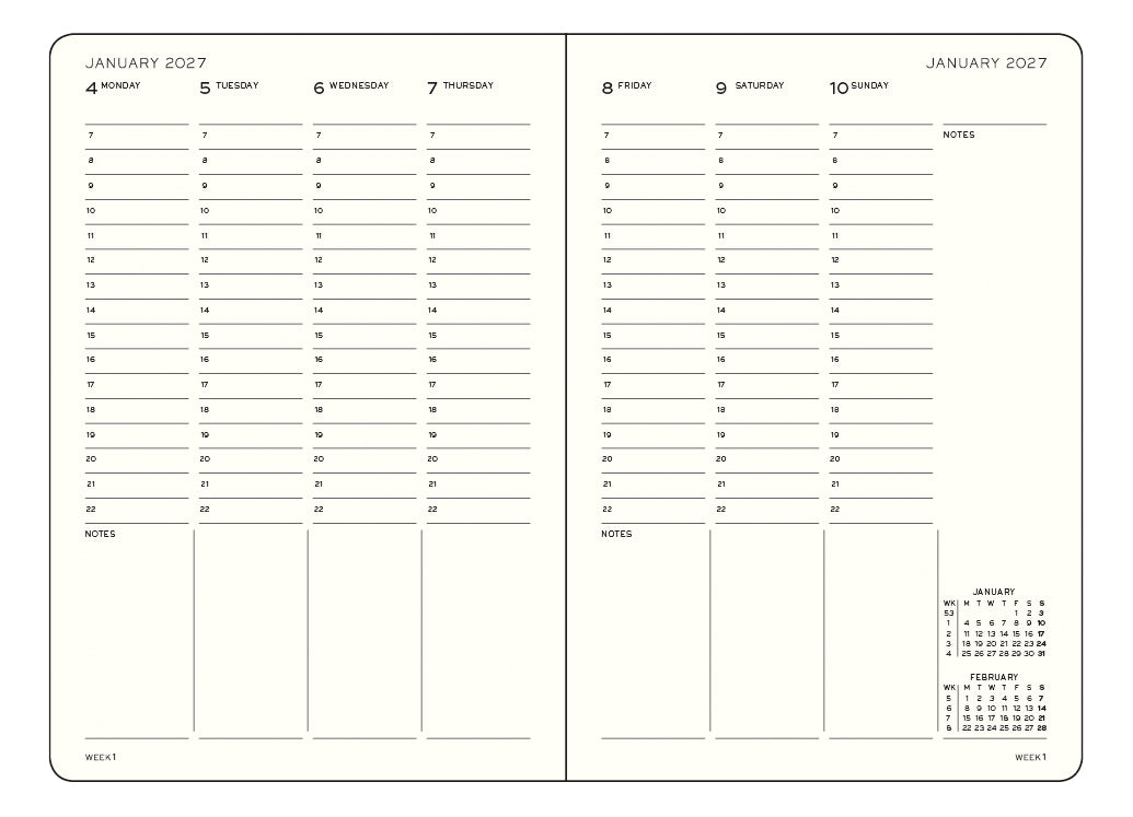 2027 Week Planner