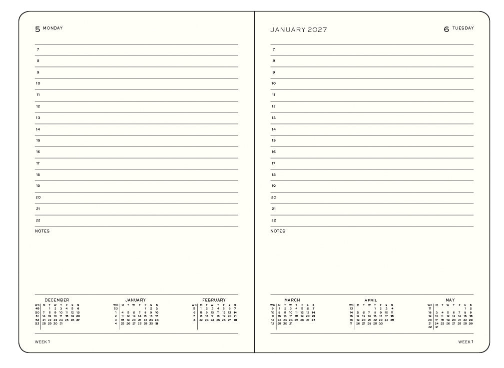 2027 Daily Planners Medium Hardcover
