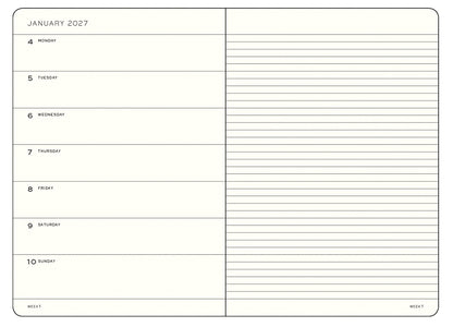 2027 Weekly Planner & Notebook Ruled HARDCOVER