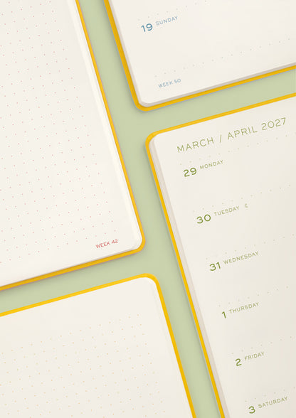 2027 Weekly Planner & Notebook DOTTED - A5 Medium & Wallet Size (B6+xA6) - Hardcover