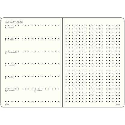 2026 Weekly Planner & Notebook DOTTED - A5 Medium & NEW Wallet Size (B6+xA6) - Hardcover